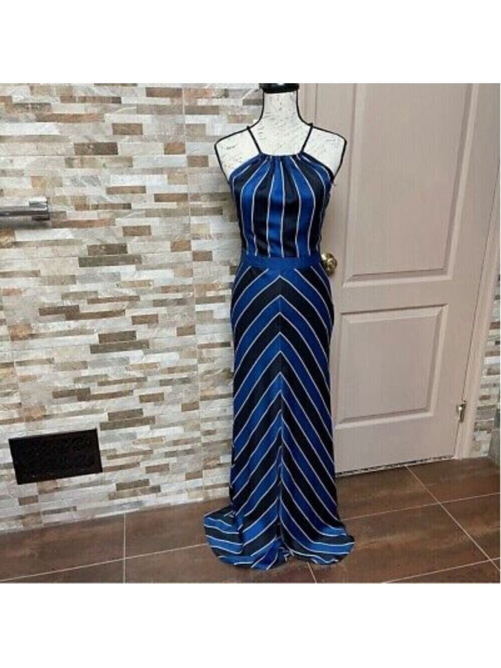 Guess Nautical Sailor Striped Rope Maxi Dress Sz 6 Resortwear Coastal Geometric - Picture 3 of 15